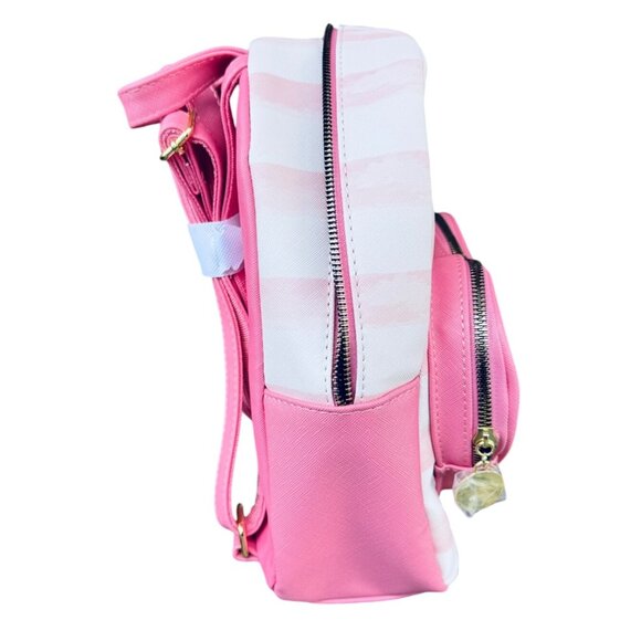 Pikachu No. 025 Pink & White Striped Heart-Shaped Zipper Backpack - Picture 5 of 12